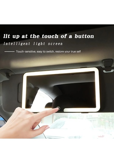 Lumaworld Siyah Led'li Ayrılabilir Araç Makyaj Aynası - Usb Şarjlı Pratik Vanity Aynası Siyah