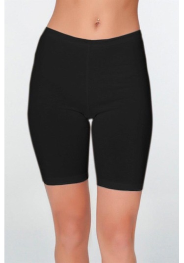 6 Adet Çift Kaplan Bayan Elastanlı Uzun Şort Boxer 611 Siyah