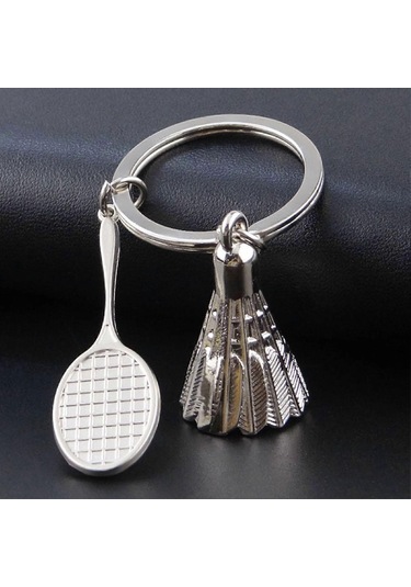 Farfi Anahtarlık Badminton Raketi Kolye Darbeye Dayanıklı Çinko Alaşımlı Taklit Spor Araba Anahtarı Kolye