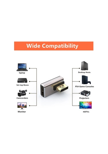 Sones Junsunmay 8k 60hz Pd1.4 Erkek Displayport - Dişi Displayport Adaptör Dönüştürücü, Stil:a