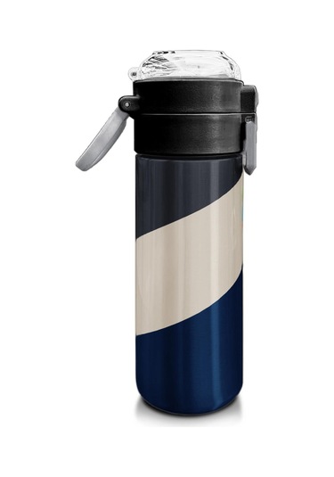 Coral High Kids Lacivert Koyu Gri Bej Desenli Pipetli Ve Direkt İçim Çelik Termos 500 Ml 31893 Lacivert - Şeffaf