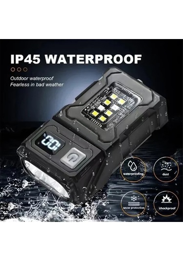 Mını Usb Şarj Edilebilir Led El Feneri Taşınabilir Kuyruk Mıknatıslı El Feneri Siyah