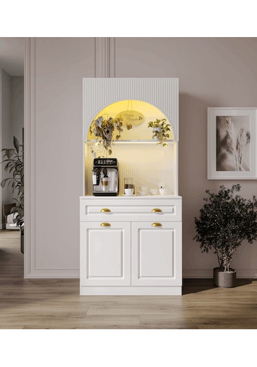 Guneystore Armoni Gold Mini Kahve Köşesi Komple Mdf Beyaz