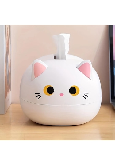 Fochsia Siyah Sevimli Kedi Desenli Mendil Kutusu, Ev Dekorasyonu Ve Organizasyonu Siyah