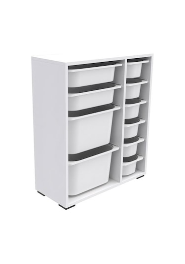 Pratico 10 Sepetli Çok Amaçlı Oyuncak Dolabı - Beyaz - 83x30x45,5 Cm Beyaz