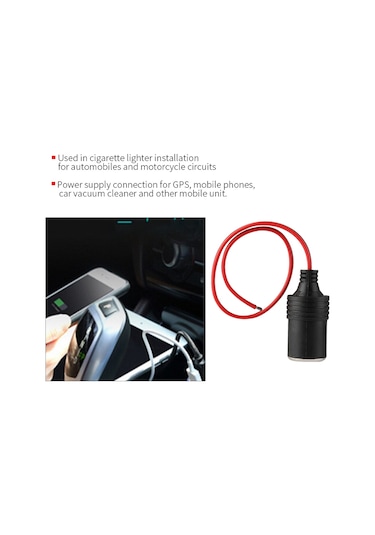 Xindoker 12-24v 30cm Araba Motosiklet Sigara Çakmak Anahtarı, Tam Bakır Tel Çekirdekli, Gps Telefon Elektrikli Süpürge İçin Güç Bağlantısı