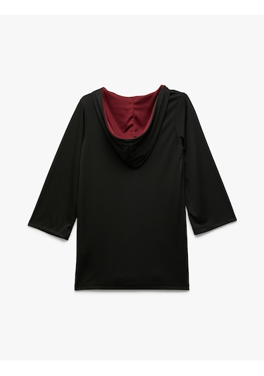 Koton Harry Potter Kostüm Elbise Lisanslı Kapşonlu Baskı Detaylı Uzun Kollu Siyah 6wkg80023ak Siyah