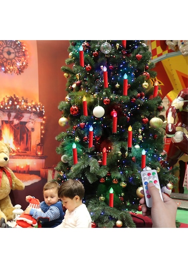 Uzaktan Kumandalı Elektronik Mum Işığı Yılbaşı Ağacı Süsü-açık Mo