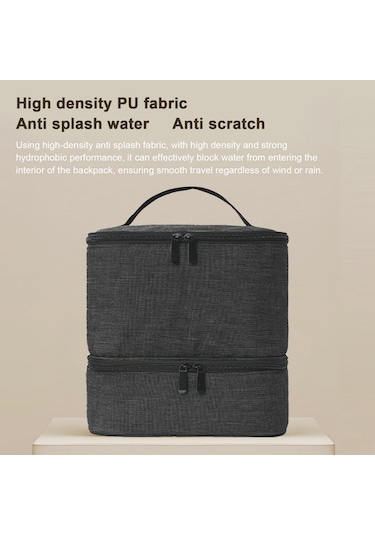 Reedark Siyah Çift Katlı Saçma Tırnak Gereçleri Çantası - 30'lu Oje/yağ Saklama, Ağlı Cep, Su Geçirmez Pu, Taşınabilir Kollü Makyaj Organizer Siyah