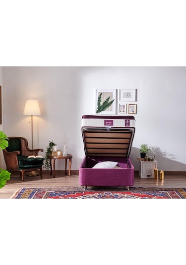 Nironyatak Niron Purple Yatak Seti 80X180 Cm Tek Kişilik Yatak Baza Başlık T