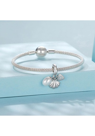 S925 Ayar Gümüş İnci Kabuk Üçü Bir Arada Bilezik Boncuklu Kolye Scc2973 Çok Renkli