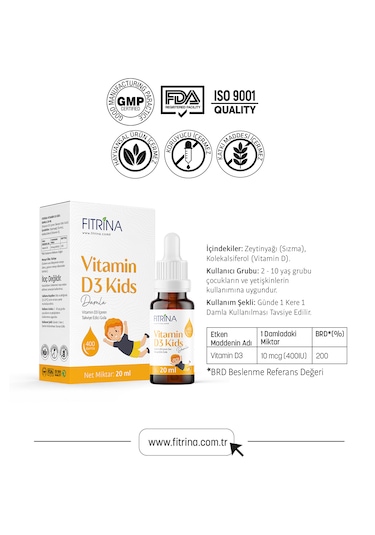 Fıtrina Vitamin D3 Kids Damla 20 Ml
