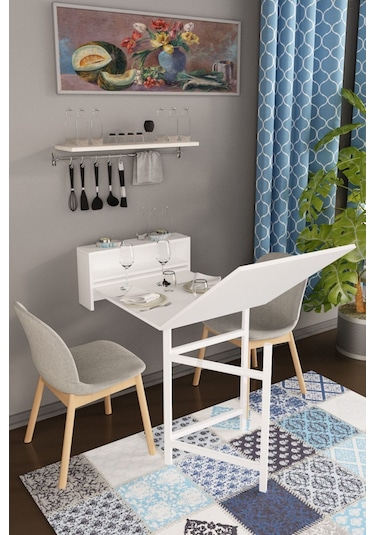 Dekorfim DF01106B Duvara Monte Pratik Katlanır Kırma Mutfak ve Yemek Masası