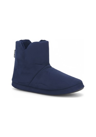 Aur312 Düz Renk İçi Peluşlu Erkek Panduf Ev Botu Ev Ayakkabısı Lacivert