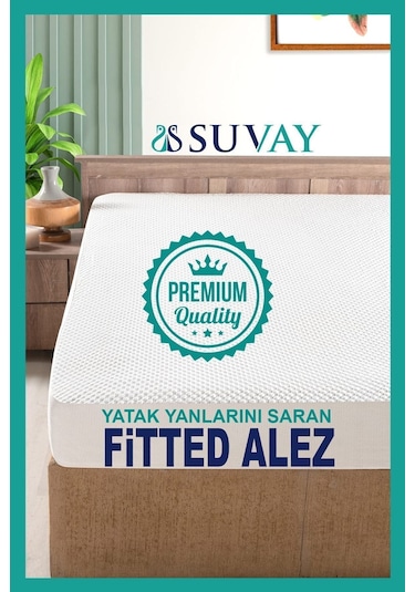 Premium Ultra Soft Sıvı Geçirmez Fitted Full Kenar Alez Tek Çift Kişilik Beyaz Renkli Yatak Koruyucu Beyaz