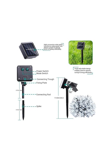 50 Top Ledli Solar Kristal Bahçe Dekorasyon Aydınlatma Sarı Işık Diğer