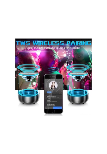 Suofeng C7 Taş Beyaz Bluetooth Hoparlör 5.0 - 7 Renkli Işık, Tws Stereo Ses, Taşınabilir, Usb Şarjlı, Dışarıda Kullanım