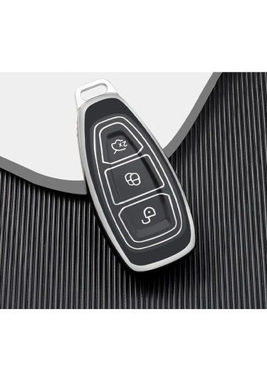 Lüx Ford Focus Fiesta Kuga Mondeo Smax Cmax Ecosport Nano Anahtar Kılıfı Siyah Silver Gümüş Renk