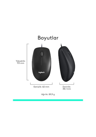Logitech M100 Kablolu 1000 Dpı Usb Mouse - Siyah M100