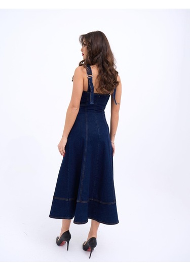 7090 Kot Elbise-mavi Mavi