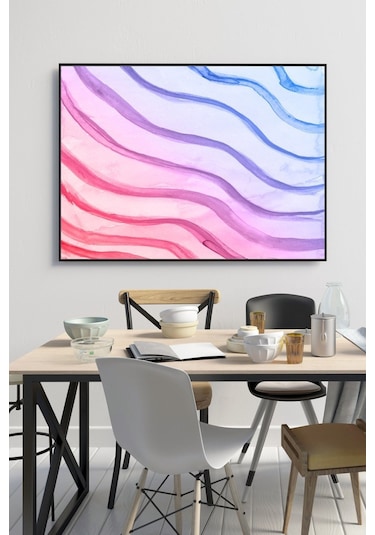 60 X 70 Cm Mavi & Mor Dalga Desenli Cam Tablo 4Mm Temperli Camdır (503300077)