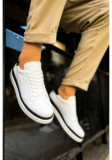 Ch979 - Santoni Gbt Spor Erkek Ayakkabı Beyaz/sıyah Çok Renkli