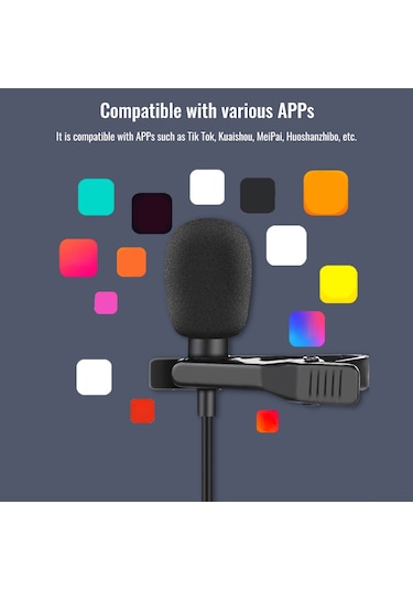 Reedark Takstar Tcm-400 Kablosuz Klips Mikrofon - 5m Uzun Kablolu, Canlı Yayın Ve Video Çekimleri İçin