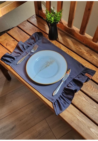 Serra Saten 2 Kenar Fırfırlı Antrasit Vintage Amerikan Servis 30x50