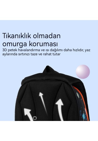 Relaxed Okul Çantası Çocuk 3.-6. Sınıf İlköğretim Okulu Çocuğu Büyük Kapasiteli Sırt Çantası Sırt Çantası Uzay Schoolbag-mavi