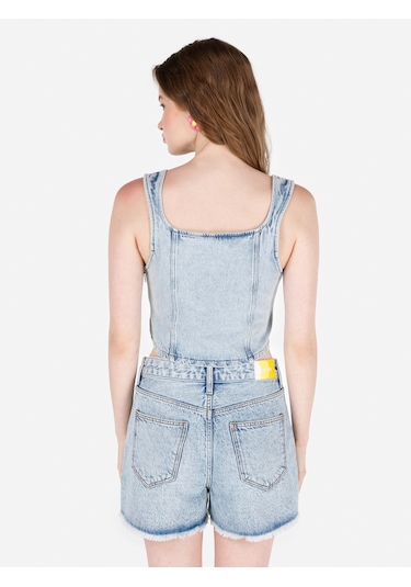 Colins Dar Kesim Bisiklet Yaka Mavi Kadın Büstiyer Cl1069854 Q1.v1 Dn01220 Denim