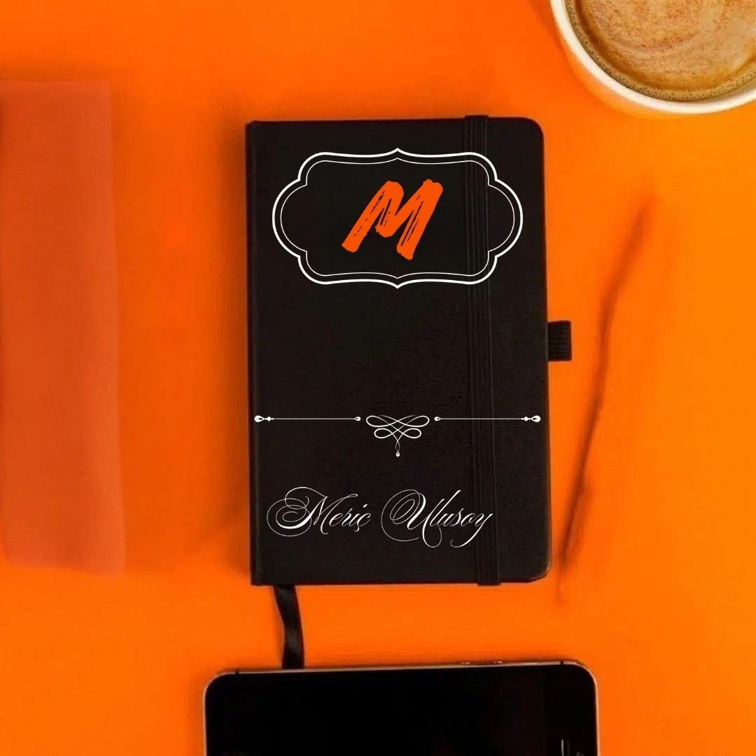 Kişiye Özel İsim Yazılı Deri Kapaklı Not Defteri Şık Ve Zarif Tasarım Siyah