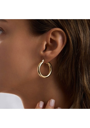 14k Altın Halka Küpe 4 Mm 3.0 Cm T14315 Renkli