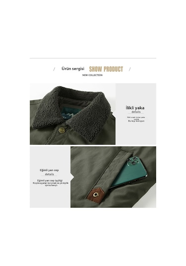 Rüzgar Geçirmez, Sıcak, Kalınlaştırılmış Yün Ceket Mavi