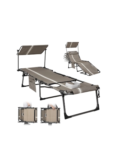 Kingcamp Magnolia B10 Plus Hands-free Premium 7 Kademeli Katlanır Şezlong Grey/white Gri