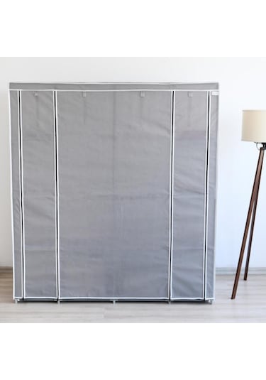 Prado Tokyo Çok Raflı Çelik Profilli Bez Dolap Gri