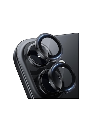 Apple Uyumlu iPhone 16 Ve 16 Plus Siyah Black Kamera Lens Koruyucu Cam Siyah
