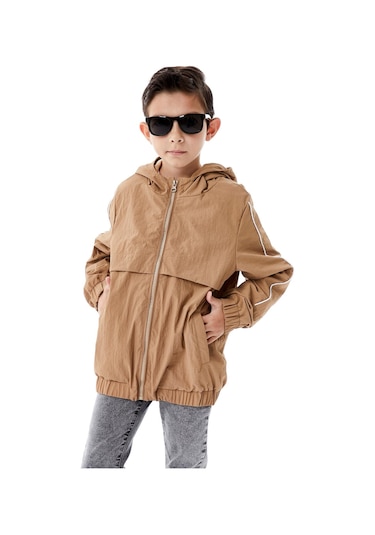 Benitto Kids Erkek Çocuk Kapüşonlu Yağmurluk 51362 Bej
