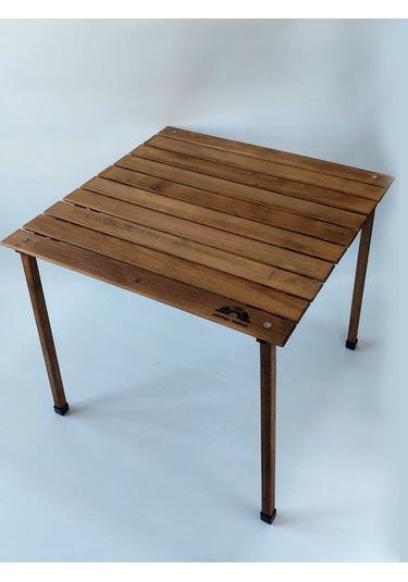 Joyfull Turtle 70x70x50 cm Kayın Katlanır Rulo Kamp Masası ve Çantası