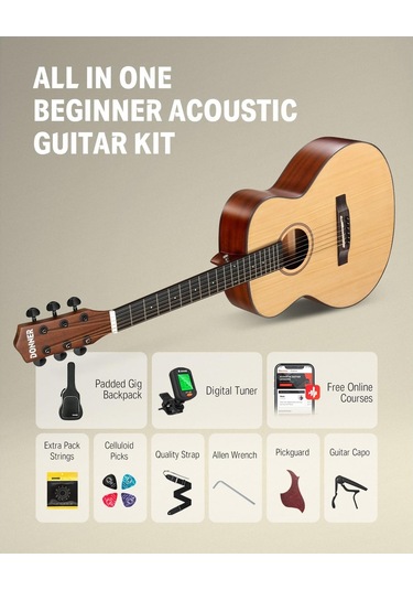 Donner Dag-1m Dreadnought Akustik Gitar Seti Naturel