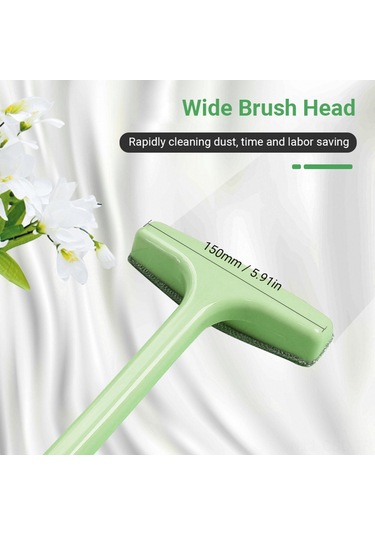 Samdoo Yeşil Kısa Tip Uzun Kollü Perde Temizleme Fırçası - Toz Ve Toz Toplamak İçin Tüy Dökmeyen Pp + Tüy Malzeme