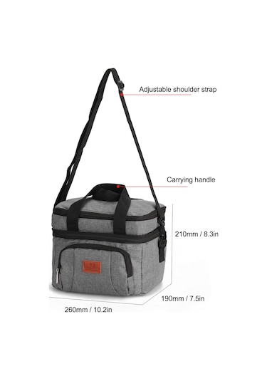 Suofeng Isı Saklamalı Outdoor Pansiyon Çantası, 8l/20l Seçenekli, Oxford Kumaş, Su Geçirmez, Tek Omuzlu, Yemek Taşıma Çantası Gri