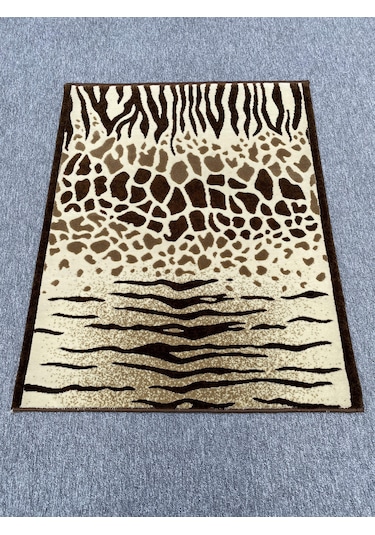 Saray Vizyon 11121 R 80x100 Kahve Krem Leoparlı Kesme Halı