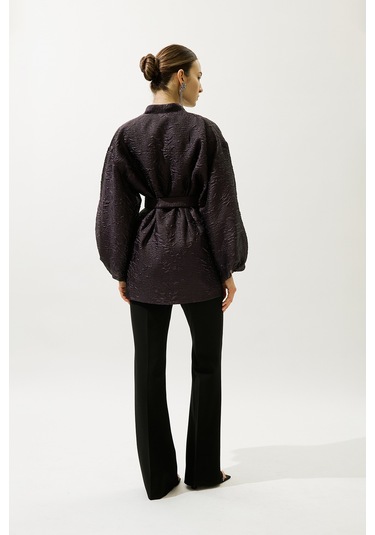 Jakar Organze Kimono Mor Mor