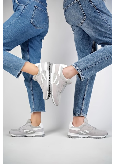 Muggo Elvis Unisex Ortopedik Günlük Garantili Yürüyüş Koşu Sneaker Spor Ayakkabı Gri