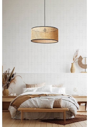 Hazeran Avize 30cm- Iskandinav, Modern, Bohem, Rattan Avize, Aydı Bambu