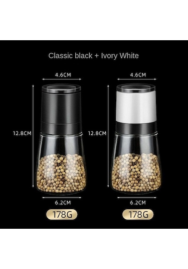 Karabiber Öğütücü Ev Manuel Gül Tuzu Tamamlayıcı Gıda Öğütme Şişesi El Bükülmüş Biber Tozu Şişesi Siyah 1 Adet