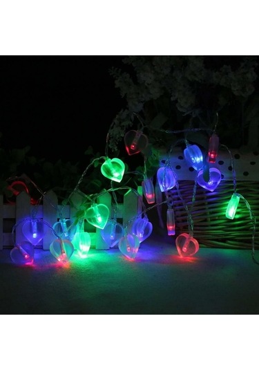 Pazly Suntek Renkli Mevsimlik Led Kalp Işıkları, Dize Dekoratif 10 Fy
