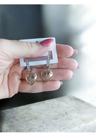 Kalp Yıldızlı Küpe Rose Gold
