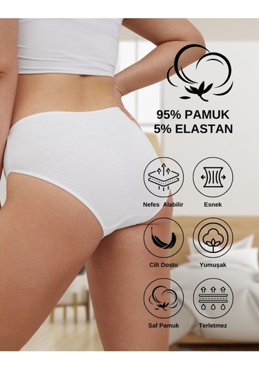 Alya Underwear Kadın Pamuklu Hipster - Slip Külot 5 Farklı Renk 1 Pakette Multicolor-fp01
