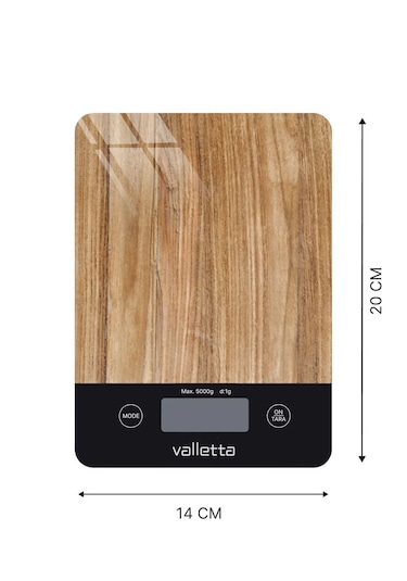 Valletta Carioca Pil Ahşap Desenli Dijital Tartı